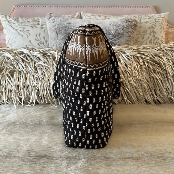 Vintage VERA BRADLEY Zebras 2001 Medium Button Tote Black Brown Cream Quilted - Picture 3 of 11